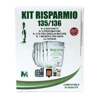 Kit Risparmio Sacchetti e Filtri Compatibili per Scope Elettriche Vorwerk Folletto VK135 / VK136